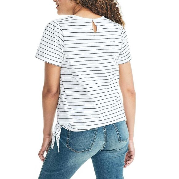 NWT Nautica Women's Lightweight Cotton Jersey Tee Side Tie T-Shirt - Picture 3 of 5